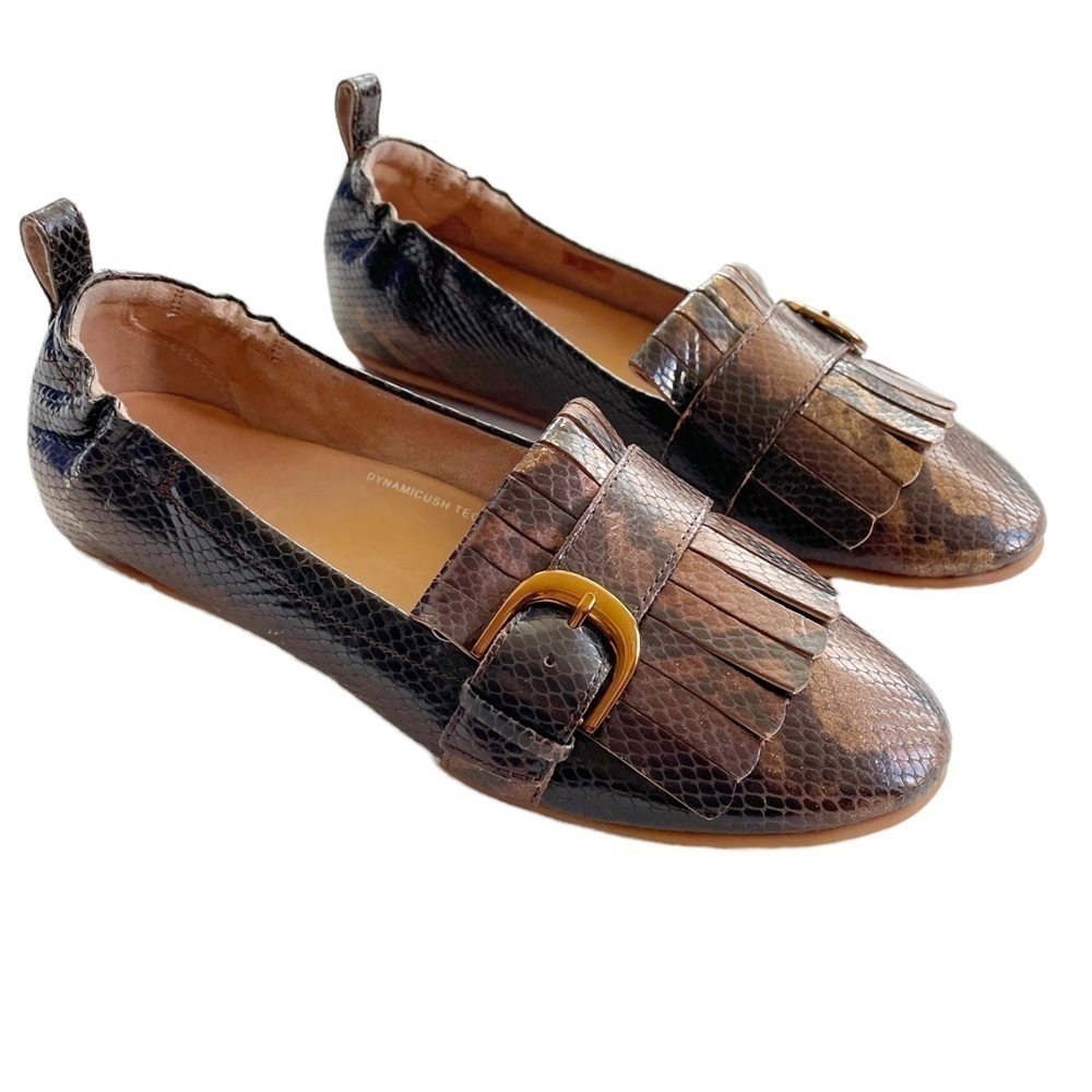 Fitflop Allegro Fringe Snake-Embossed Loafers in Bronze 8